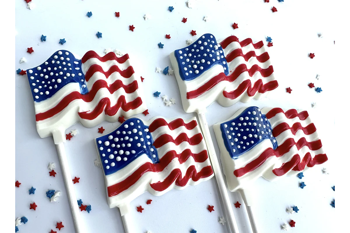 American Flag White Chocolate Lollipop