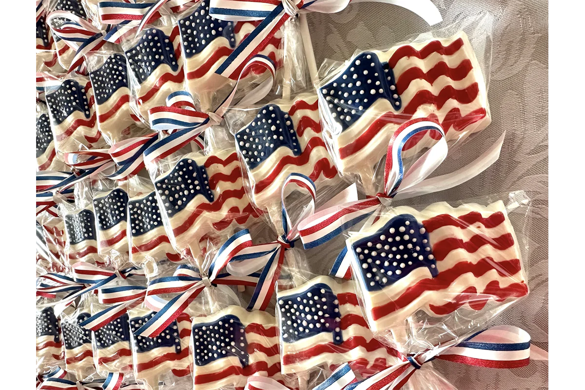 American Flag White Chocolate Lollipop - Image 2
