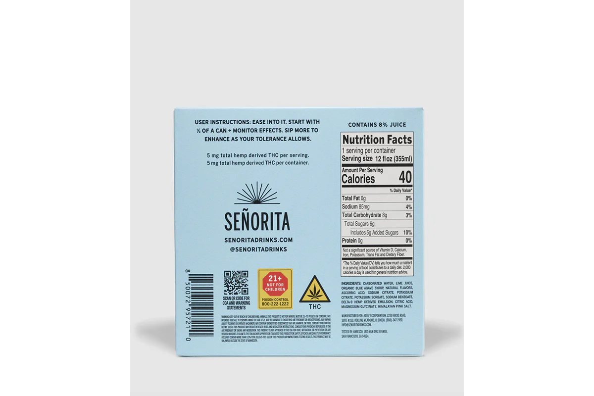 Senorita Ranch Water THC 5MG 4pack - Image 2